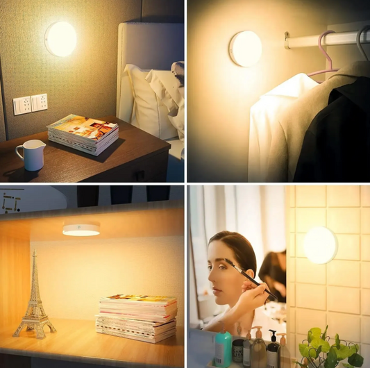 مصباح ليلي لاسلكي بتقنية LED مع جهاز تحكم عن بعد (عبوة من قطعتين)