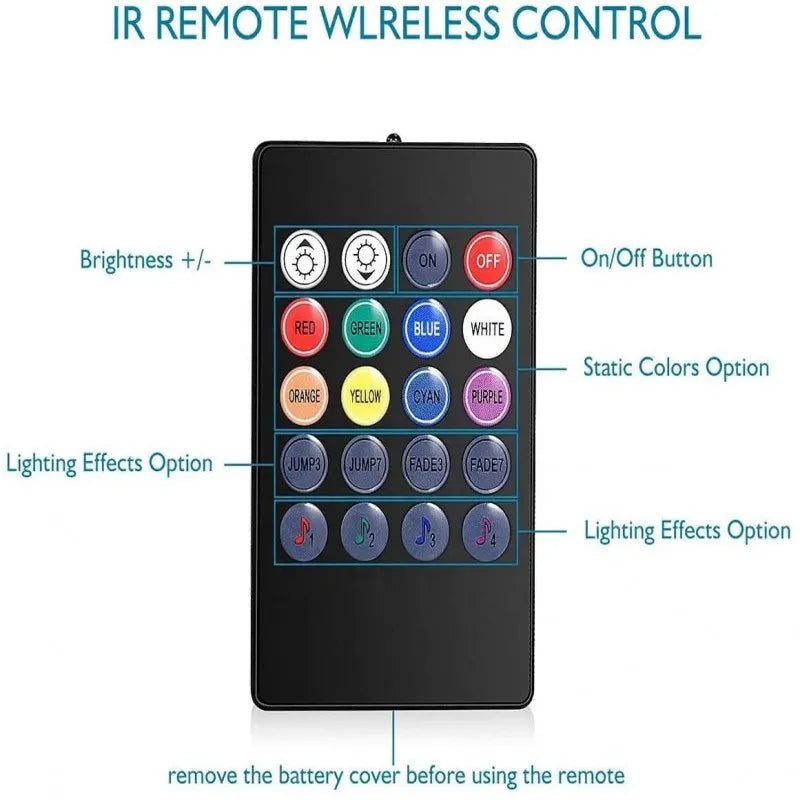 أضواء LED داخلية للسيارة مع جهاز تحكم عن بعد