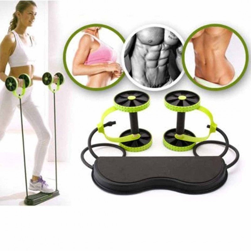 تمارين اللياقة البدنية الأساسية باستخدام عجلة التدليك المزدوجة للبطن